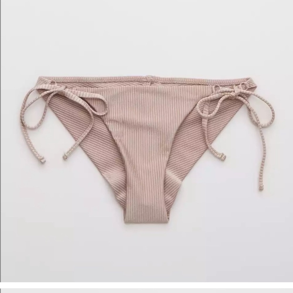 NWT Aerie Ribbed Shine Tie Cheekier Bikini Bottom